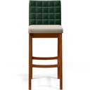 Ver imagem 6 de Kit 04 Banquetas Altas Cozinha Sala De Jantar Fixa Mila B04 Facto Verde Musgo Linho Cru - Lyam Decor
