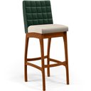 Ver imagem 3 de Kit 04 Banquetas Altas Cozinha Sala De Jantar Fixa Mila B04 Facto Verde Musgo Linho Cru - Lyam Decor