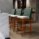 Ver imagem 2 de Kit 04 Banquetas Altas Cozinha Sala De Jantar Fixa Mila B04 Facto Verde Musgo Linho Cru - Lyam Decor