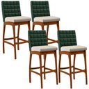 Ver imagem 1 de Kit 04 Banquetas Altas Cozinha Sala De Jantar Fixa Mila B04 Facto Verde Musgo Linho Cru - Lyam Decor