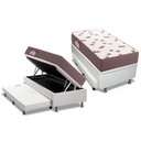 Ver imagem 1 de Cama Box Baú c/Auxiliar Solteiro: Colchão Espuma Ortobom D28 Light Saúde + Base CRC Courano White