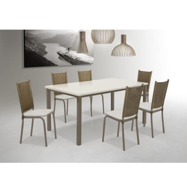 Mesa de Jantar Marselha Champanhe 1,6M Off White - Pelaio - 1
