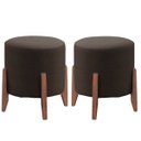 Ver imagem 1 de Kit 2 Puff Decorativo para Sala Redondo Luxo Dallas Corino:marrom
