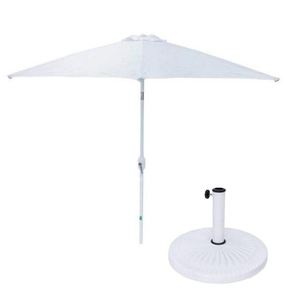 Ombrelone Milano 250 2,5m Garden Branco + Base Redonda Para Ombrelone Nautika - 1