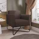Ver imagem 2 de Poltrona Decorativa Base Industrial X Preta Maressa S06 Suede Marrom - Ibiza