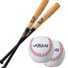 Kit com 2 Tacos de Beisebol 30" em Madeira VOLLO 0802 + 2 Bolas de Beisebol em Couro Sintético - 1