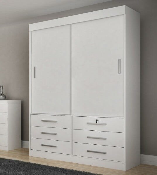 Guarda-Roupa 2 Portas com 6 Gavetas Sonare Gold - Branco - - 2