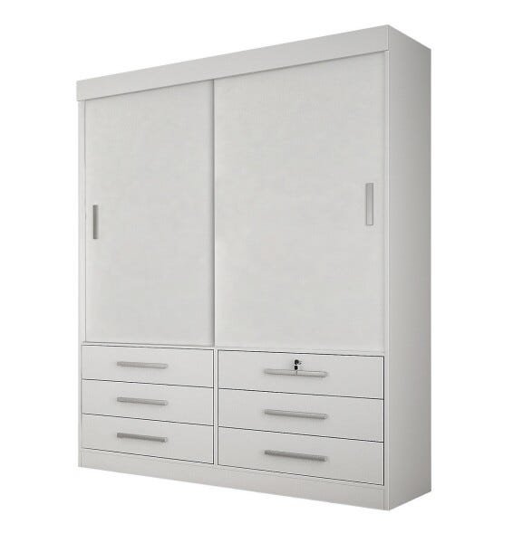 Guarda-Roupa 2 Portas com 6 Gavetas Sonare Gold - Branco - - 3