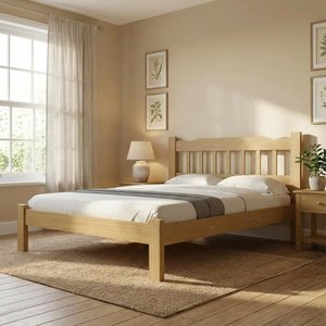 Cama de Casal Queen em Madeira Maciça Reforçada Nogueira