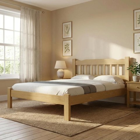 Cama de Casal Queen em Madeira Maciça Reforçada Nogueira