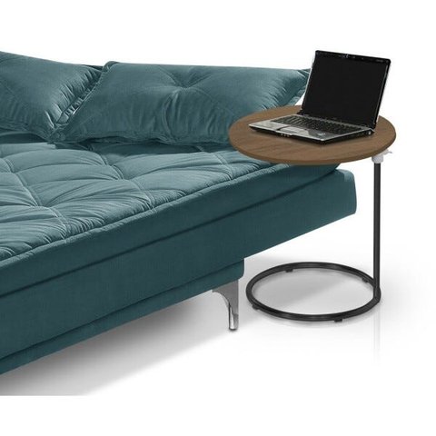 Mesa De Apoio Paty Regulável Base ferro preto estilo industrial Lorena Móveis