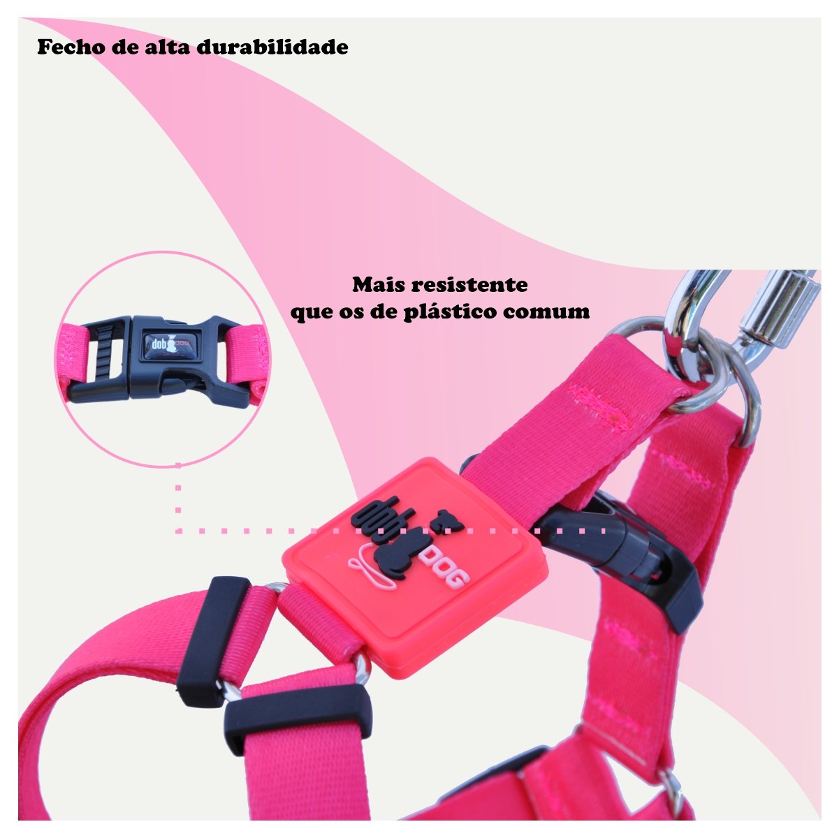 Coleira Peitoral Cachorros com Guia Pink G Style - 3