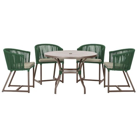 Mesa com 4 Cadeiras e Noronha Estofado 8 Trama Original Verde