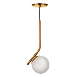 Pendente Angular Ball Cobre Vidro Branco - 1