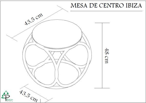 Mesa De Centro Ibiza Base ferro preto estilo industrial Lorena Móveis - 3