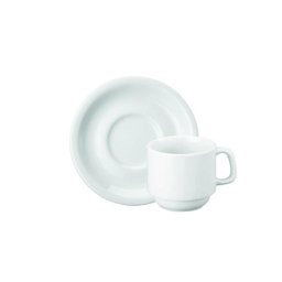 Xícara de Chá com Pires Cilíndrica Branca Porcelana Schmidt - 1