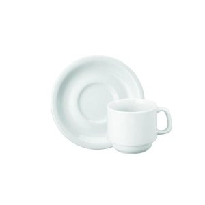 Xícara de Chá com Pires Cilíndrica Branca Porcelana Schmidt