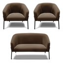 Ver imagem 1 de Sofá Namoradeira e 2 Poltronas Pé de Ferro Preto Stella Suede D03 - D'Rossi Cor Marrom