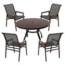 Ver imagem 1 de Jogo de Mesa Tampo Ripado Alumínio 90cm para Área Externa 4 Cadeiras Tela Sling Nossa Kasa