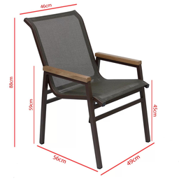 Jogo de Mesa Tampo Ripado Alumínio 90cm para Área Externa 4 Cadeiras Tela Sling Nossa Kasa - 4