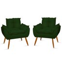 Ver imagem 1 de Kit 02 Cadeiras Poltronas Opala Suede Black Cor:verde