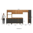 Ver mais imagens de Armário de Cozinha Elara 13 Portas 3 Gavetas MDP 350cm Canela e Preto Kappesberg