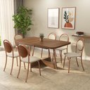 Ver imagem 1 de Conjunto Sala de Jantar 6 Cadeiras Dara Carraro Nogal Rosê