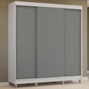 Ver imagem 1 de Guarda-roupa Casal com Pés 3 Portas de Correr Branco Cinza Reno Madesa
