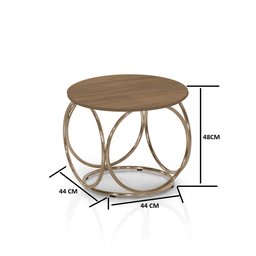 Mesa De Centro Ibiza Base Aço Cobre estilo industrial Lorena Móveis - 3