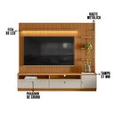 Ver imagem 7 de Conjunto Painel Ripado Betina com 1 Rack e 1 Módulo Lateral Direito Nature e Off White 225x198 cm -
