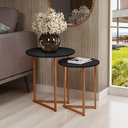 Ver imagem 1 de Conjunto de Mesa Lateral Canto Jade Sala Estar Pés Ferro