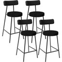 Ver imagem 1 de Kit 04 Banquetas Baixa Cozinha Sala Jantar Bancada Milão L02 Couríssimo Preto Linho Chumbo - Lyam De