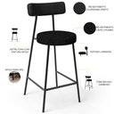 Ver imagem 4 de Kit 04 Banquetas Baixa Cozinha Sala Jantar Bancada Milão L02 Couríssimo Preto Linho Chumbo - Lyam De