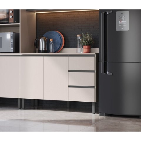 Balcão de Cozinha 02 Portas 3 Gavetas sem tampo Quiditá 120cm Fumê