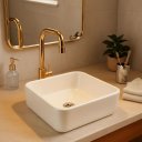 Ver imagem 1 de Cuba de Sobrepor Banheiro Lavabo Pérola Lux 40x40cm Branco Brilhante Concreto