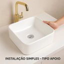 Ver imagem 4 de Cuba de Sobrepor Banheiro Lavabo Pérola Lux 40x40cm Branco Brilhante Concreto