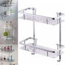 Ver imagem 1 de Suporte Organizador Porta Shampoo Condicionador Sabonete Prateleira Dupla Box Banheiro Aluminio Ab.m