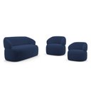 Ver imagem 1 de Kit 02 Poltronas Giratória e 01 Sofá Orgânico Glee 02 Lugares 140cm Veludo Azul Marinho Desk