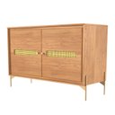 Ver imagem 4 de Balcão Buffet Paraty 113 Cm Laminado Pés Metal e Palhinha Amêndoa