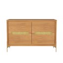 Ver imagem 1 de Balcão Buffet Paraty 113 Cm Laminado Pés Metal e Palhinha Amêndoa