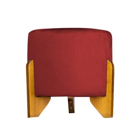 Puff Decorativa para Sala Thor Base Madeira Maciça Veludo:Vermelho