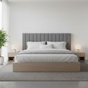 Ver imagem 2 de Cabeceira Cama Casal Queen Estofada Gomos 170cm X 121cm Linho Veludo Cor:linho Moderno Cinza