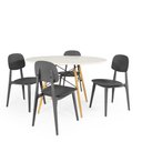 Ver imagem 1 de Conjunto Mesa de Jantar Redonda Eiffel Branca 100cm com 4 Cadeiras Itália - Preto