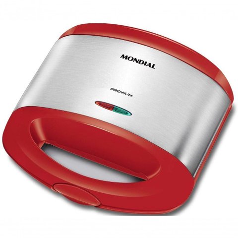 Sanduicheira 800W Mondial Antiaderente Grelhas Duplas Vermelho 110V
