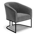 Ver imagem 1 de Poltrona Stella Corano Preto com Linho Grafite A26 Base Industrial Preto - D’Rossi