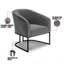 Ver imagem 6 de Poltrona Stella Corano Preto com Linho Grafite A26 Base Industrial Preto - D’Rossi
