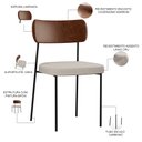 Ver imagem 4 de Kit 02 Cadeiras Estofadas para Sala de Jantar Melina L02 Couríssimo Marrom Linho Cru - Lyam Decor
