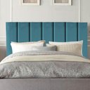 Ver imagem 1 de Cabeceira Estofada Cama Casal 140cm Luna Suede e Frame Azul Turquesa