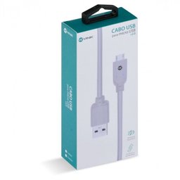 Cabo Usb X Micro Usb B 2.0 5 Pinos 2 Metros Branco - Musb-2 - 6