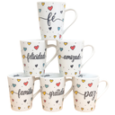 Ver imagem 1 de Jogo 6 Canecas Cônicas 220ml Frases Motivacionais -porcelana